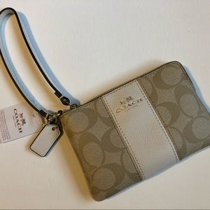 Coach Signature PVC Corner Zip Wristlet